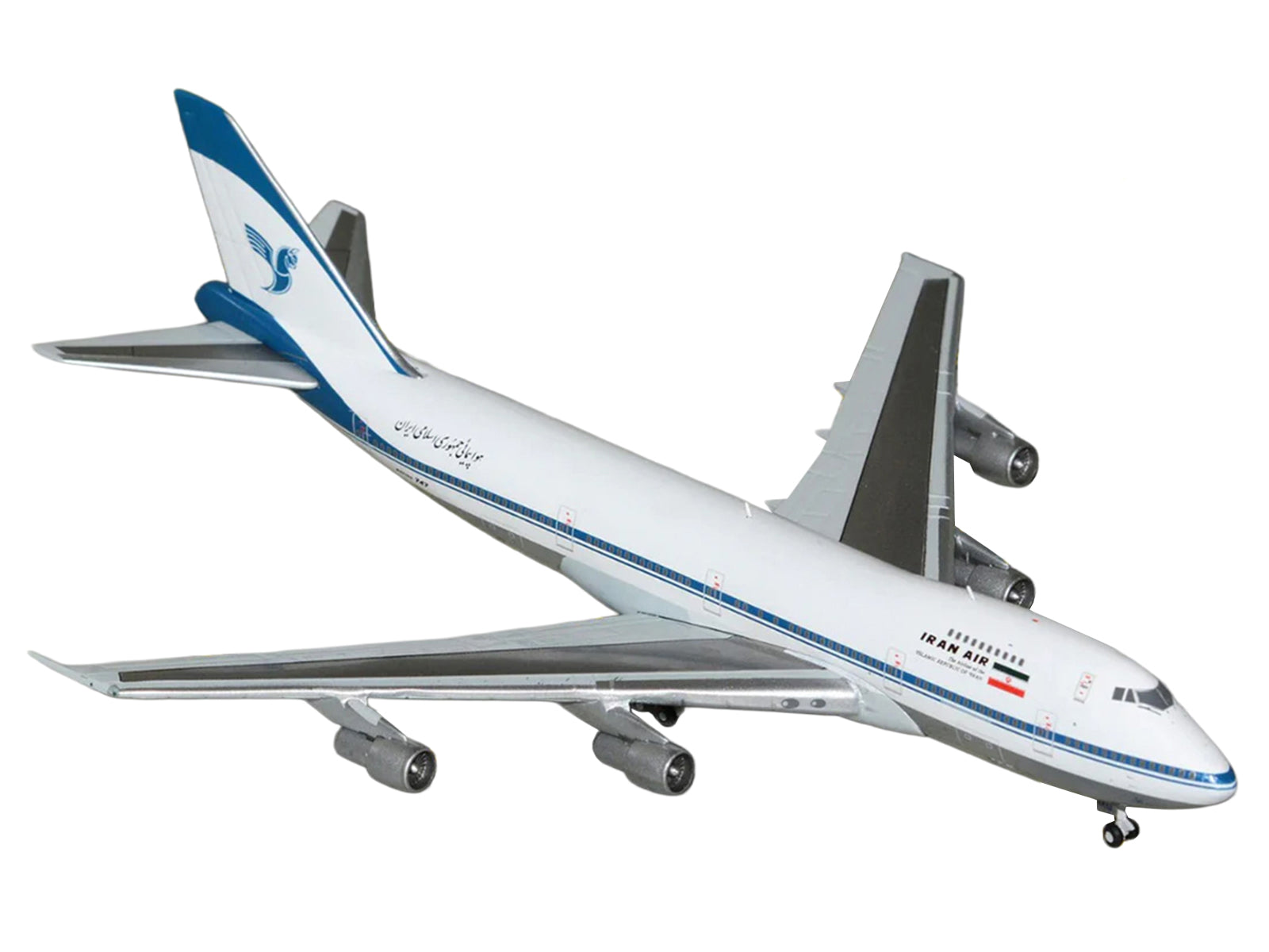 Boeing 747-100 Commercial Aircraft "Iran Air" (EP-IAM) White with Blue Stripes 1/400 Diecast Model by GeminiJets - image 2