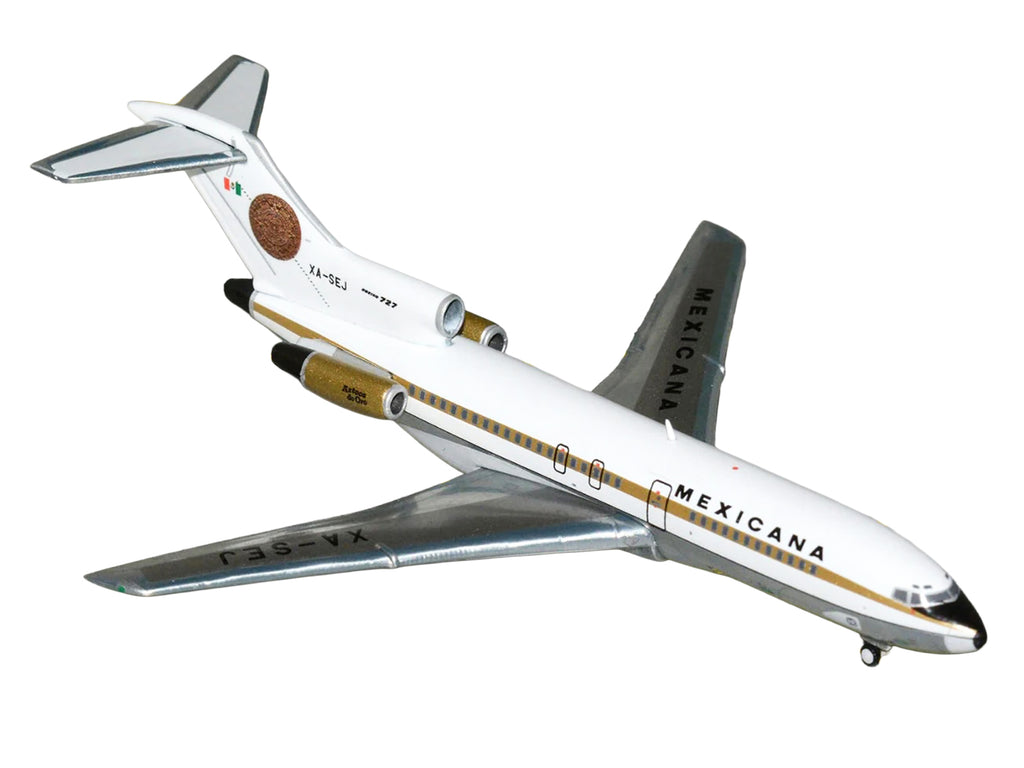 Boeing 727-100 Commercial Aircraft "Mexicana de Aviacion" (XA-SEJ) White with Gold Stripes 1/400 Diecast Model Airplane by GeminiJets - image 2