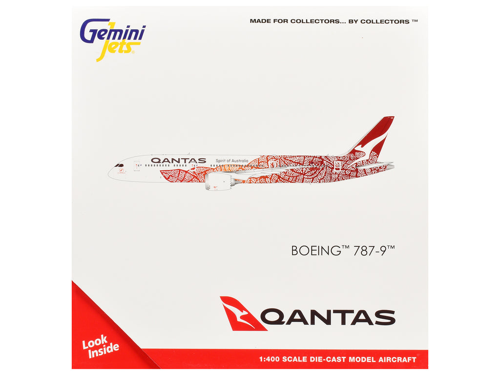 Boeing 787-9 Commercial Aircraft "Qantas - Yam Dreaming" (VH-ZND) White with Red Graphics 1/400 Diecast Model Airplane by GeminiJets - image 3