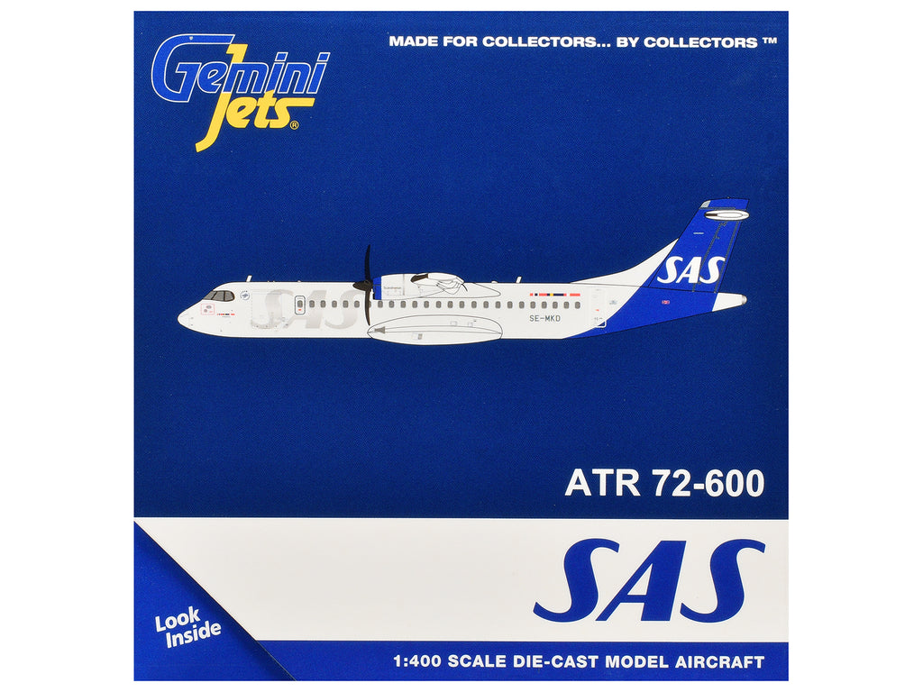 ATR 72-600 Commercial Aircraft "Scandinavian Airlines" (SE-MKD) White with Blue Tail 1/400 Diecast Model by GeminiJets - image 3