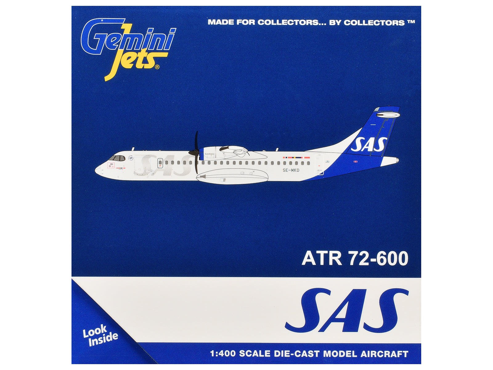 ATR 72-600 Commercial Aircraft "Scandinavian Airlines" (SE-MKD) White with Blue Tail 1/400 Diecast Model by GeminiJets - image 3