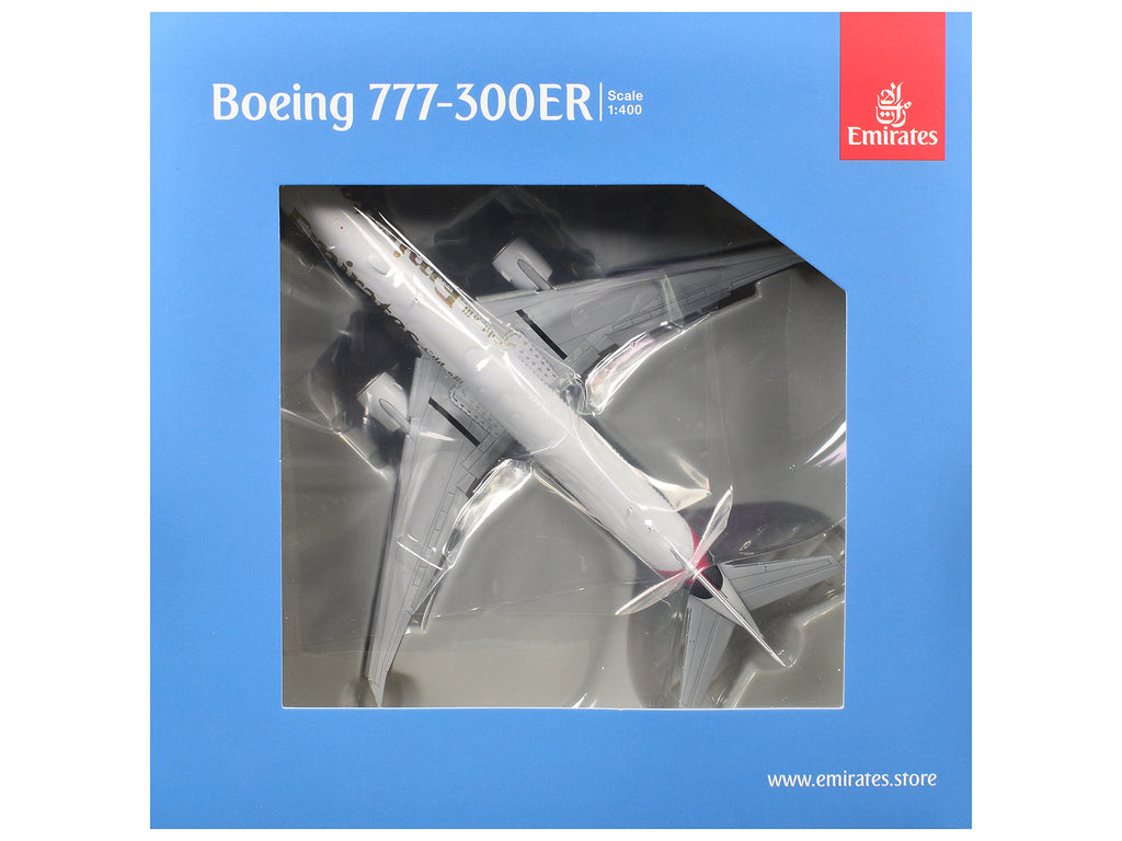 Boeing 777-300ER Commercial Aircraft with Flaps Down "Emirates Airlines" (A6-EQH) White with Striped Tail 1/400 Diecast Model by GeminiJets - image 3