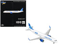 Airbus A321neo Commercial Aircraft "United Airlines 100 Years" (N44550) White with Blue Tail 1/400 Diecast Model Airplane by GeminiJets