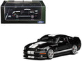 2007 Ford Mustang Shelby GT500 Ebony Black with White Stripes 1/64 Diecast Model Car by MotorHelix & Greenlight