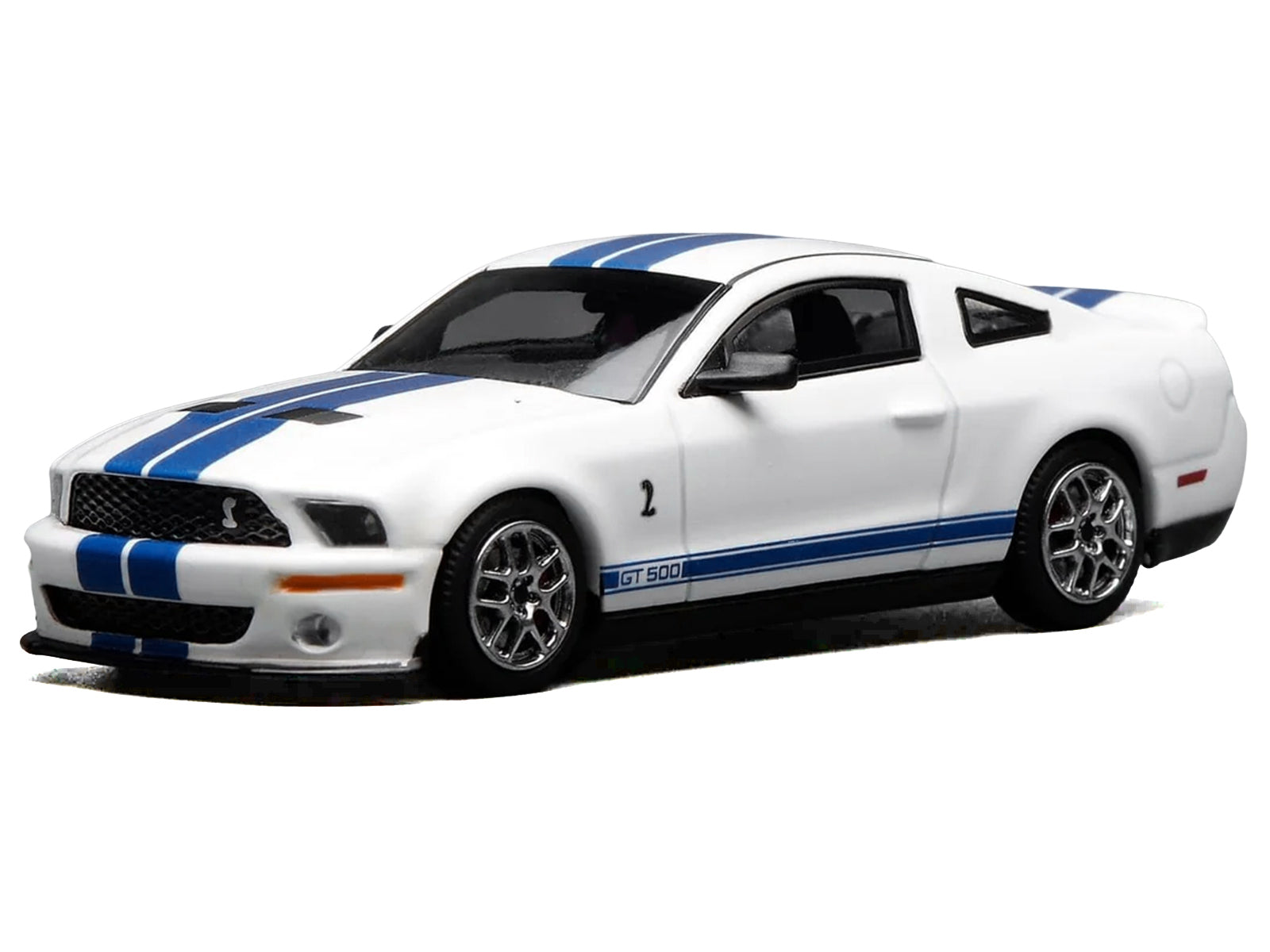 2007 Ford Mustang Shelby GT500 Performance White with Blue Stripes 1/64 Diecast Model Car by MotorHelix & Greenlight - image 2