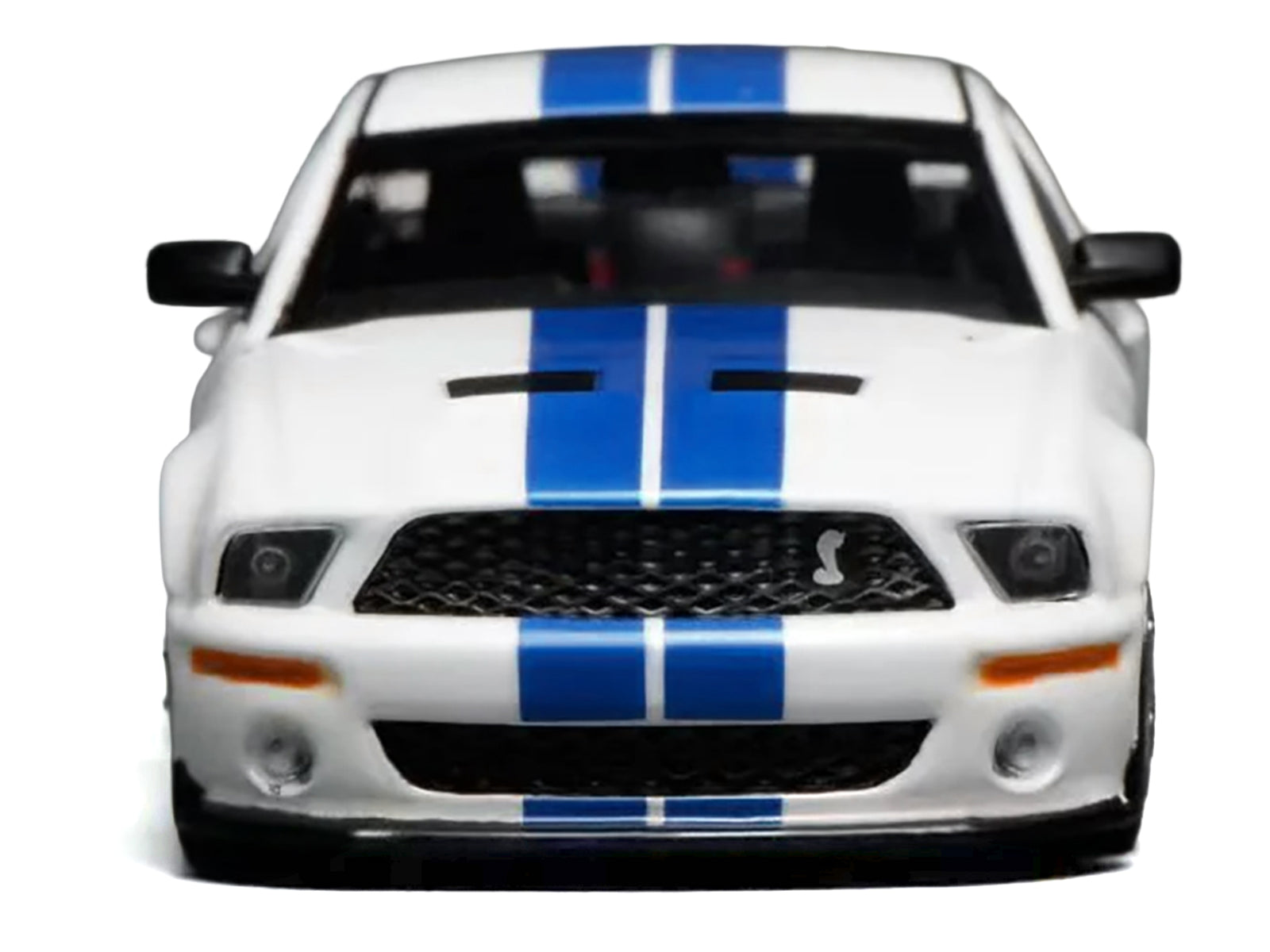 2007 Ford Mustang Shelby GT500 Performance White with Blue Stripes 1/64 Diecast Model Car by MotorHelix & Greenlight - image 4