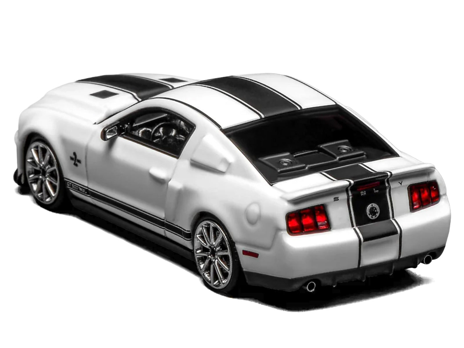 2007 Ford Mustang Shelby GT500 Super Snake Performance White with Matt Black Stripes 1/64 Diecast Model Car by MotorHelix & Greenlight - image 4