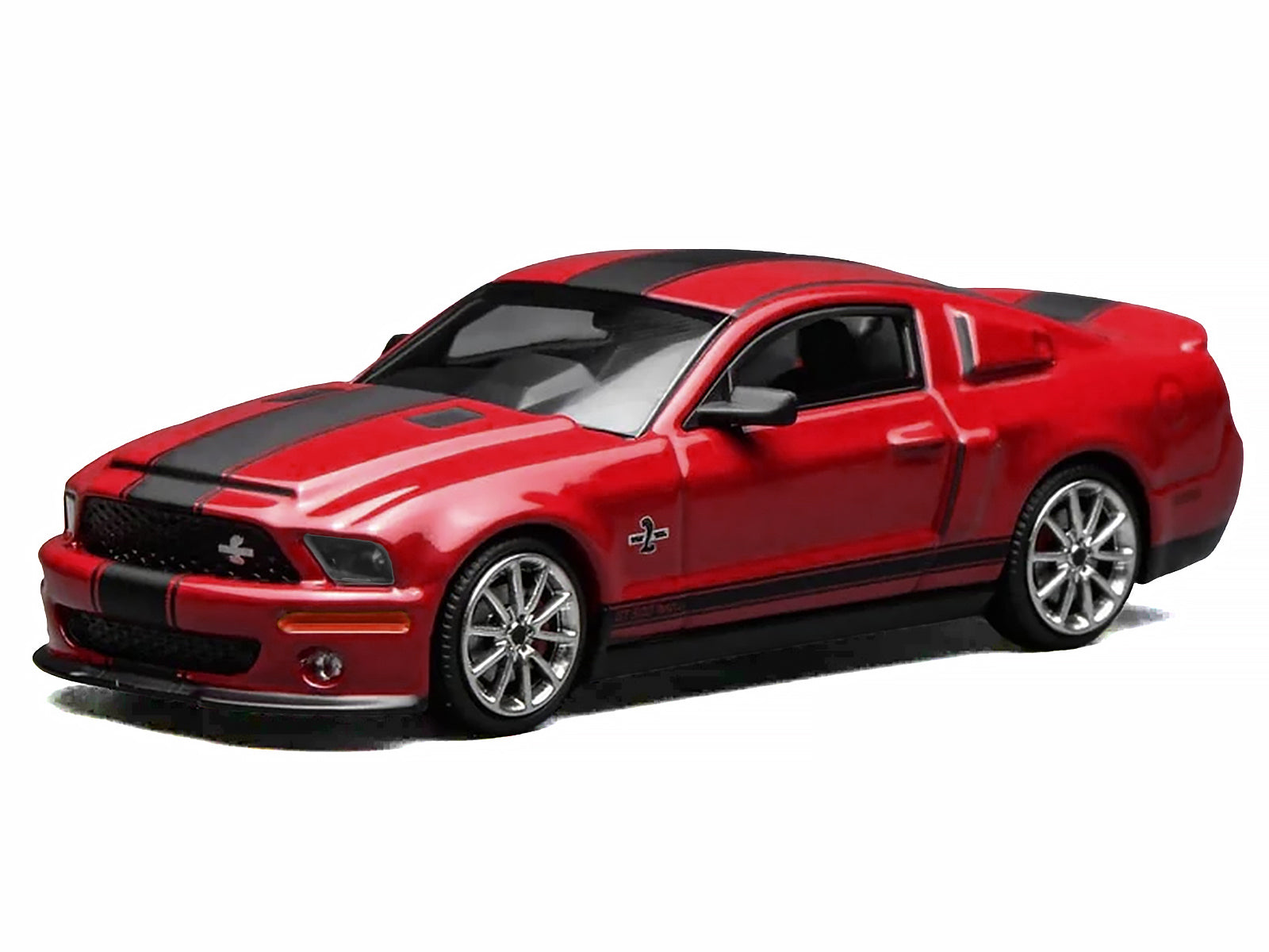 2007 Ford Mustang Shelby GT500 Super Snake Torch Red with Matt Black Stripes 1/64 Diecast Model Car by MotorHelix & Greenlight - image 2