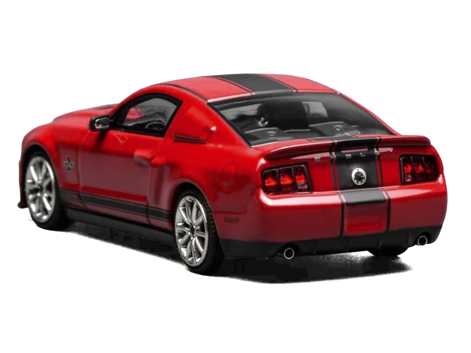 2007 Ford Mustang Shelby GT500 Super Snake Torch Red with Matt Black Stripes 1/64 Diecast Model Car by MotorHelix & Greenlight - image 3