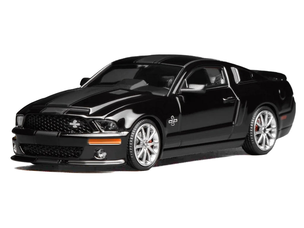 2007 Ford Mustang Shelby GT500 Super Snake Ebony Black with Matt Black Stripes 1/64 Diecast Model Car by MotorHelix & Greenlight - image 2