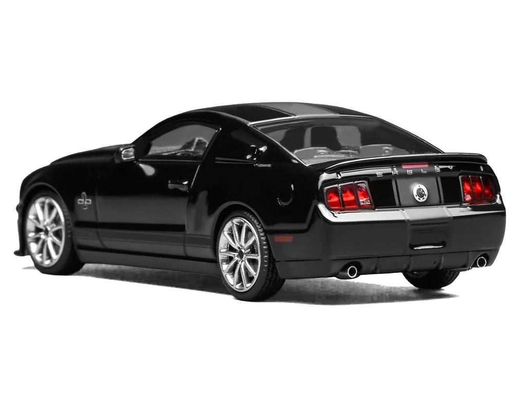 2007 Ford Mustang Shelby GT500 Super Snake Ebony Black with Matt Black Stripes 1/64 Diecast Model Car by MotorHelix & Greenlight - image 3