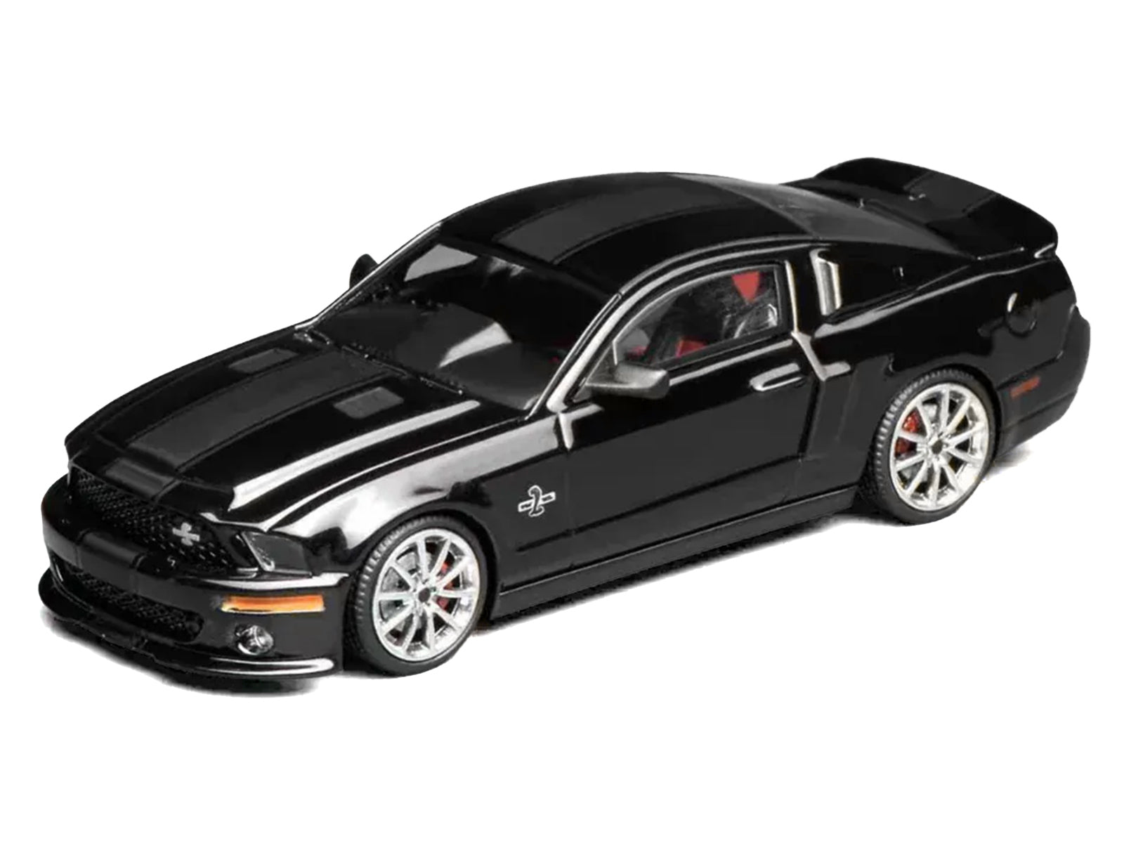2007 Ford Mustang Shelby GT500 Super Snake Ebony Black with Matt Black Stripes 1/64 Diecast Model Car by MotorHelix & Greenlight - image 4