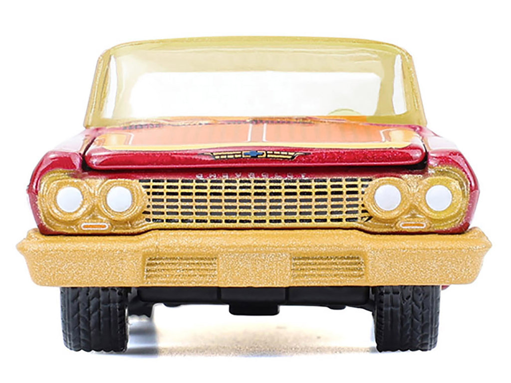 1963 Chevrolet Impala Lowrider "Michael Heralda Special Edition" Red Metallic with Cream Top and Interior with Gold Graphics "Hobby Exclusive" Series 1/64 Diecast Model Car by Greenlight - image 3