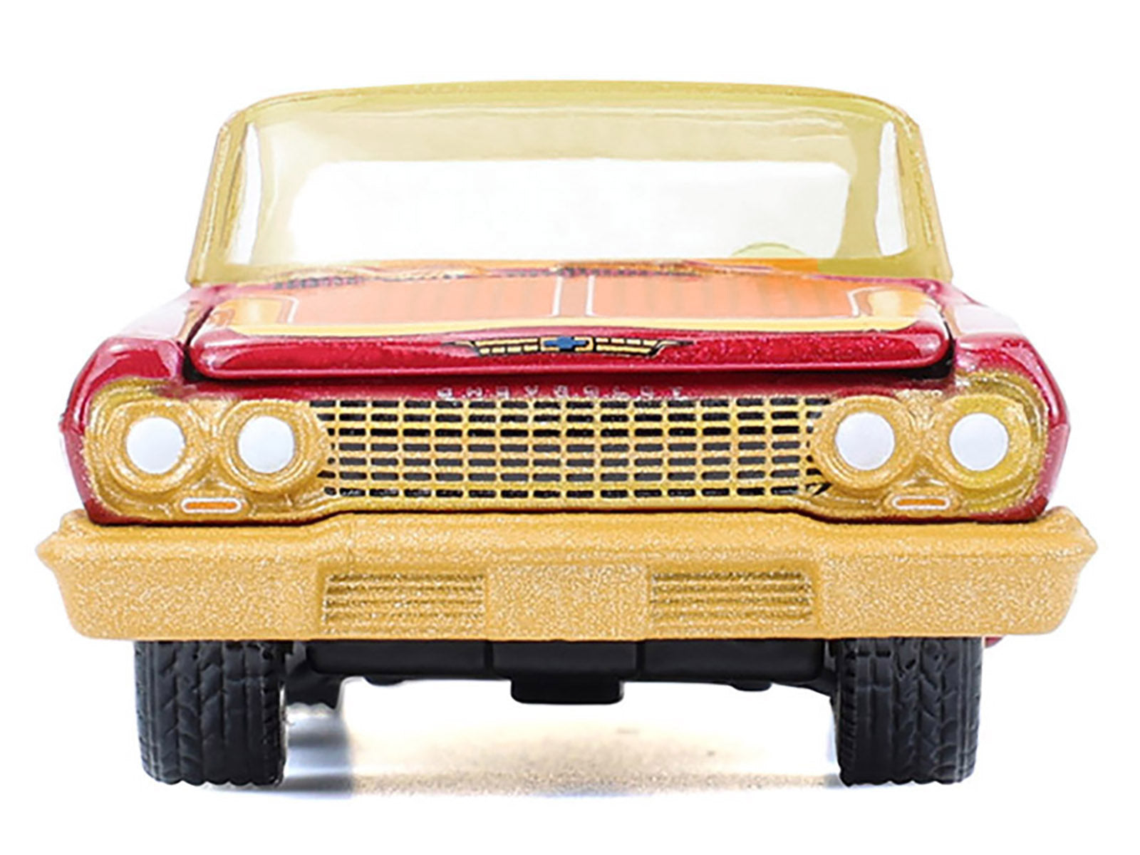 1963 Chevrolet Impala Lowrider "Michael Heralda Special Edition" Red Metallic with Cream Top and Interior with Gold Graphics "Hobby Exclusive" Series 1/64 Diecast Model Car by Greenlight - image 3