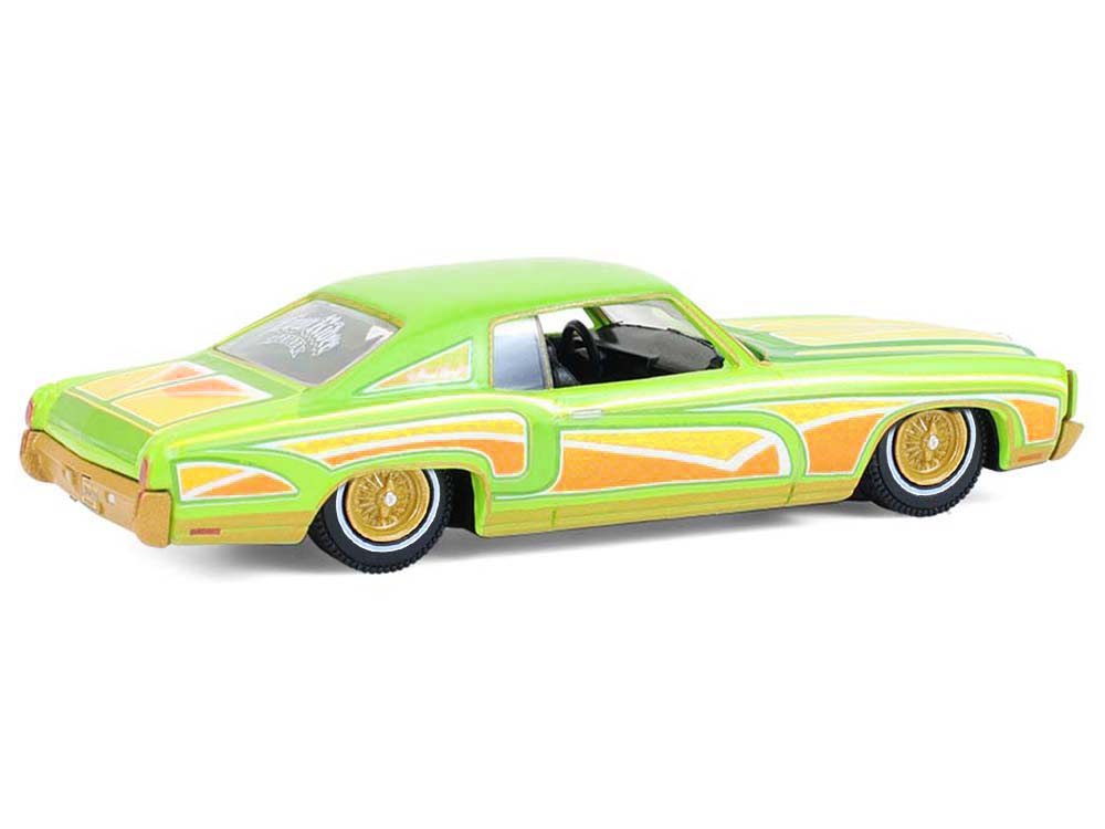 1970 Chevrolet Monte Carlo Lowrider "Michael Heralda Special Edition" Lime Green with Graphics "Hobby Exclusive" Series 1/64 Diecast Model Car by Greenlight - image 4