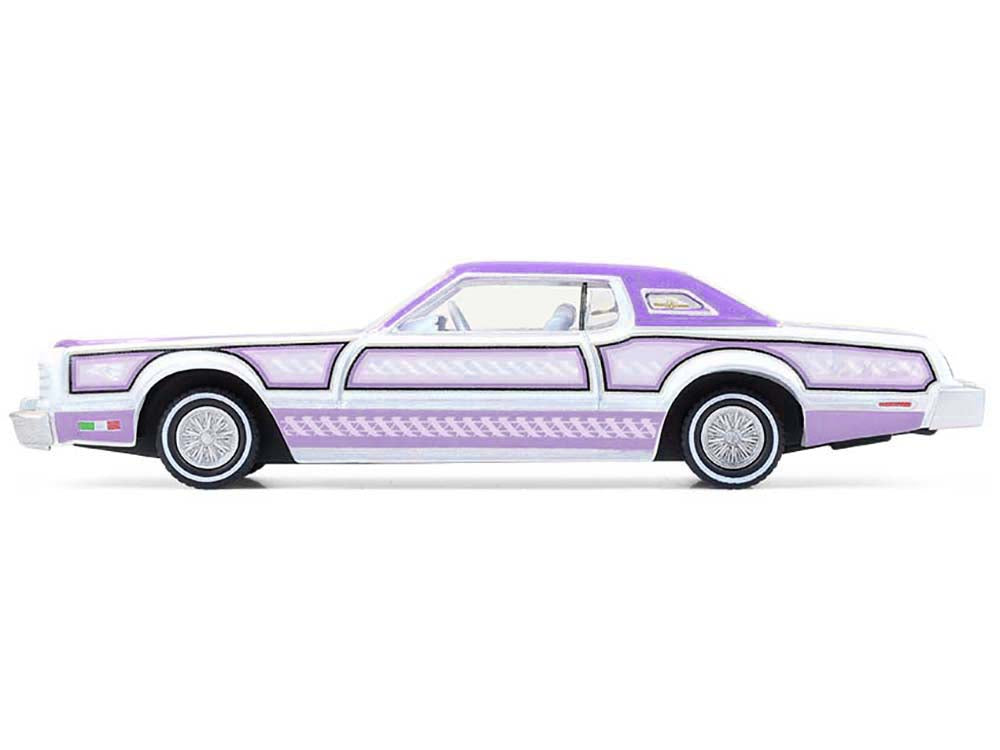 1973 Ford Thunderbird Lowrider "Michael Heralda Special Edition" Purple Metallic with Graphics and White Interior "Hobby Exclusive" Series 1/64 Diecast Model Car by Greenlight - image 2