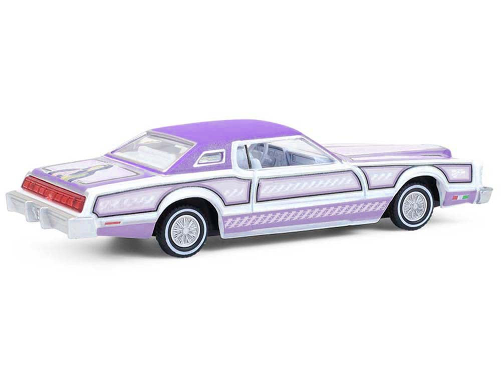 1973 Ford Thunderbird Lowrider "Michael Heralda Special Edition" Purple Metallic with Graphics and White Interior "Hobby Exclusive" Series 1/64 Diecast Model Car by Greenlight - image 3