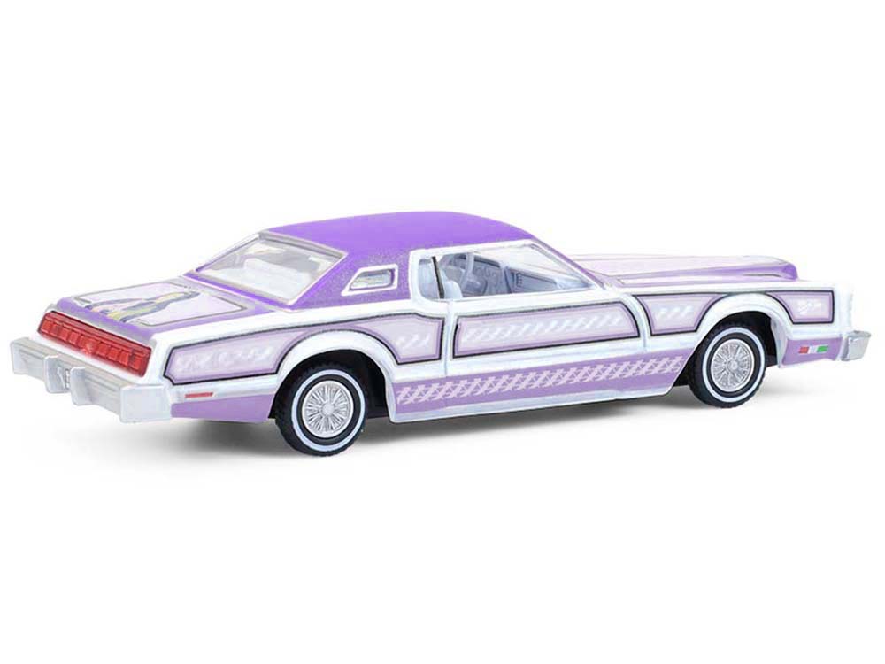 1973 Ford Thunderbird Lowrider "Michael Heralda Special Edition" Purple Metallic with Graphics and White Interior "Hobby Exclusive" Series 1/64 Diecast Model Car by Greenlight - image 3
