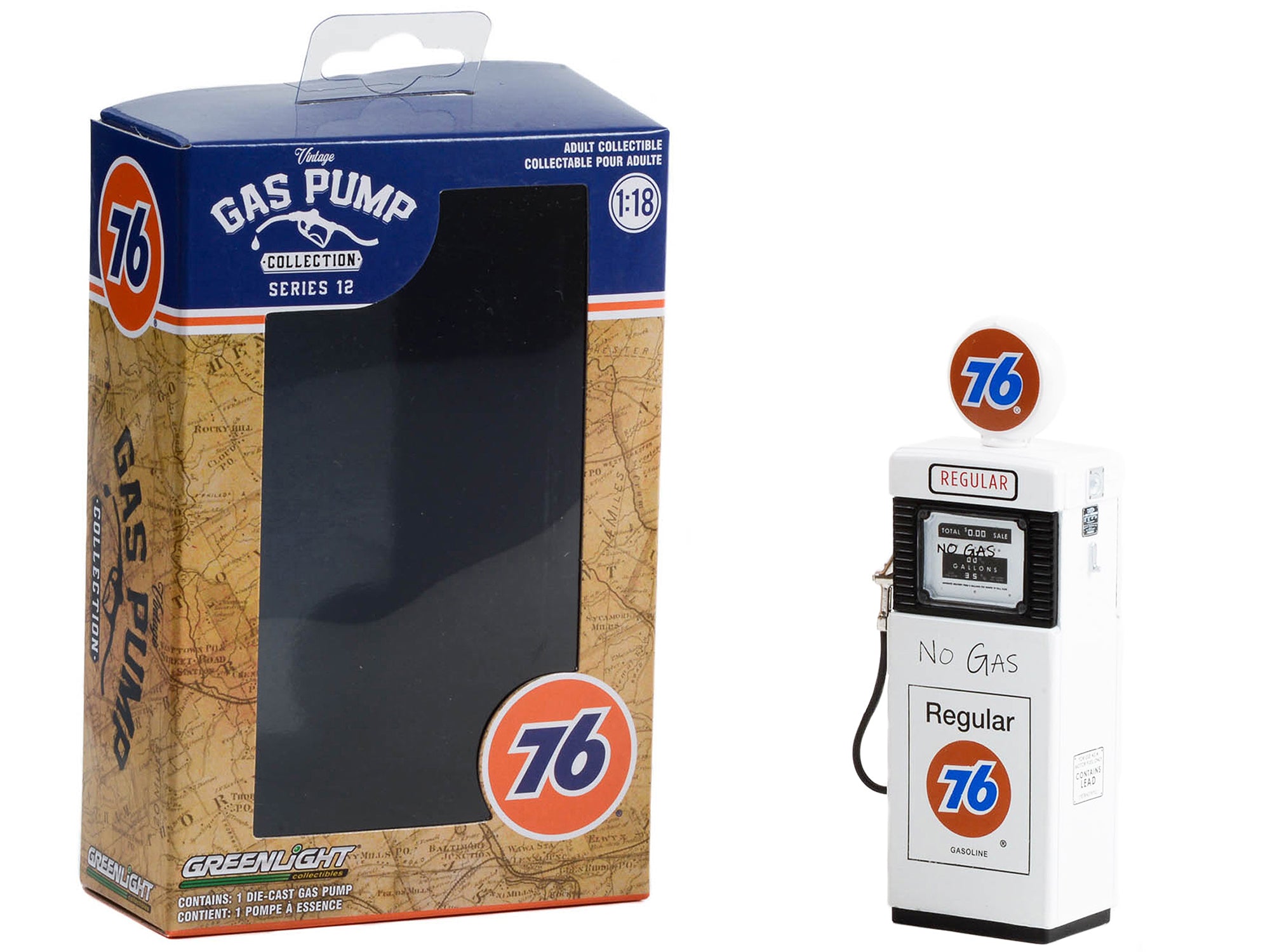 1951 Wayne 505 Gas Pump "Union 76 Regular Gasoline" "No Gas" White "Vintage Gas Pumps" Series 12 1/18 Diecast Model by Greenlight - image 2