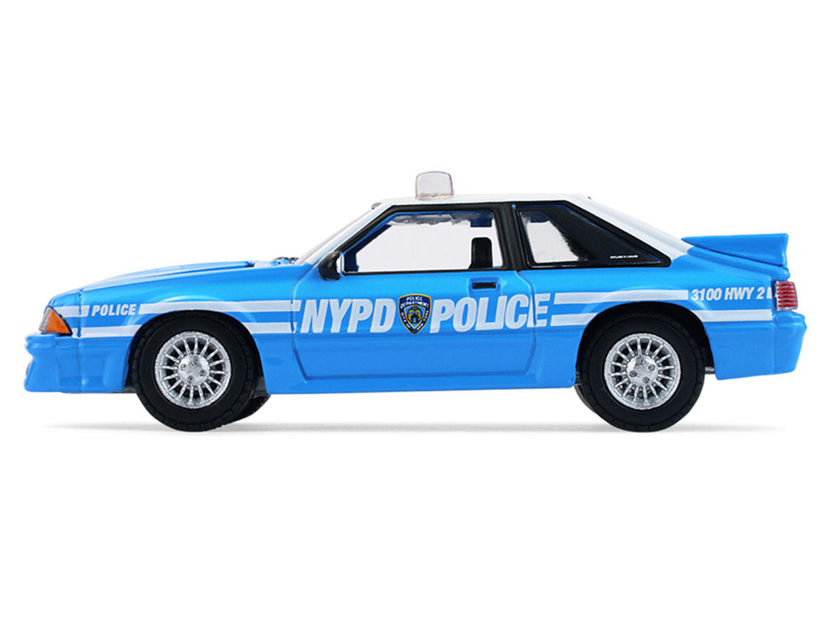 1987 Ford Mustang "New York City Police Department (NYPD)" Blue with White Top "Hobby Exclusive" Series 1/64 Diecast Model Car by Greenlight
