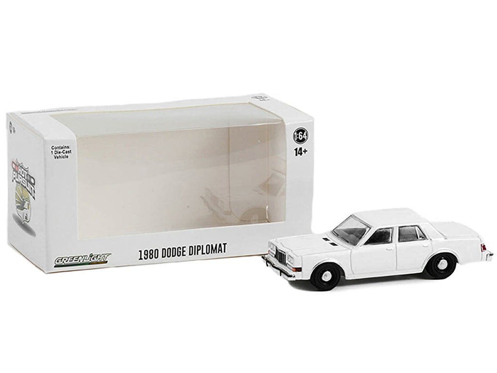 1980-1989 Dodge Diplomat Police Unmarked White "Hot Pursuit" "Hobby Exclusive" Series 1/64 Diecast Model Car by Greenlight - image 3