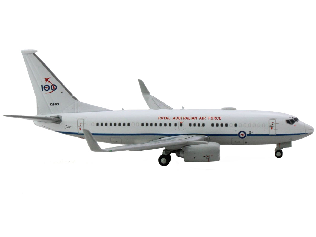 Boeing 737-700 Aircraft "Royal Australian Air Force 100th Anniversary" (A36-001) White with Blue Stripes "Gemini Macs" Series 1/400 Diecast Model Airplane by GeminiJets - image 2