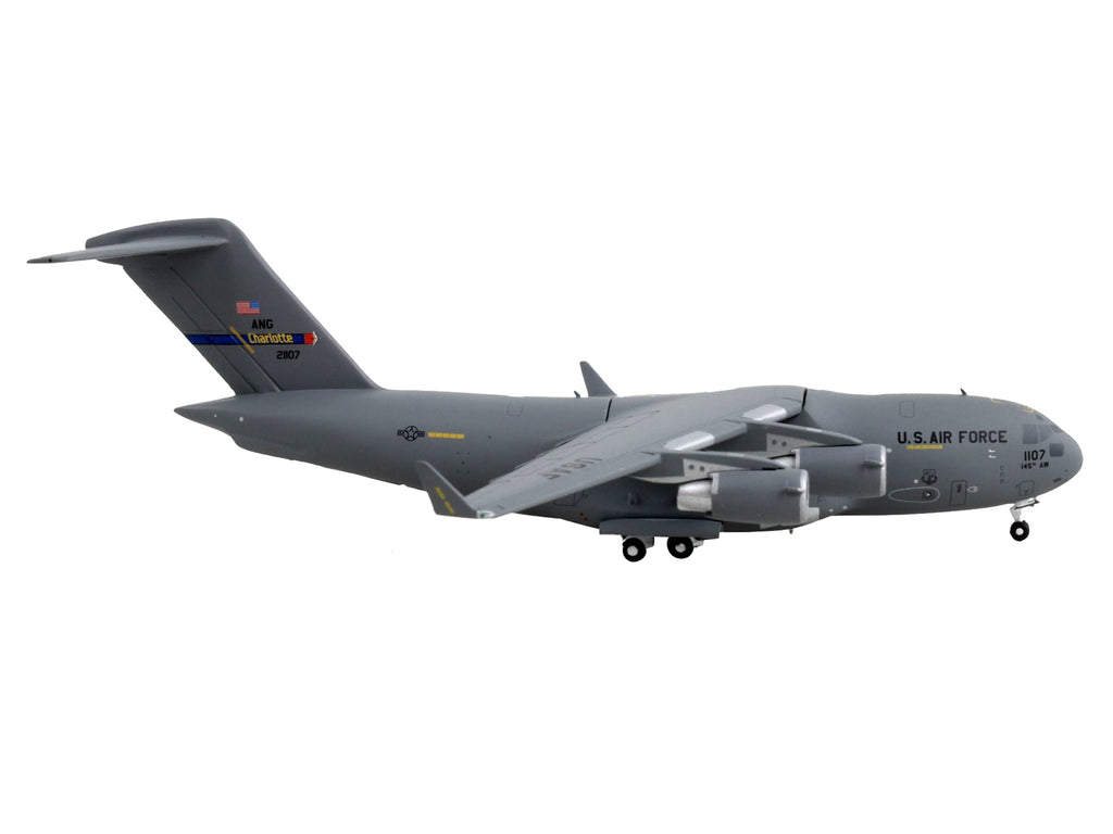 Boeing C-17 Globemaster III Transport Aircraft "Charlotte Air National Guard - United States Air Force" Gray "Gemini Macs" Series 1/400 Diecast Model Airplane by GeminiJets - image 2