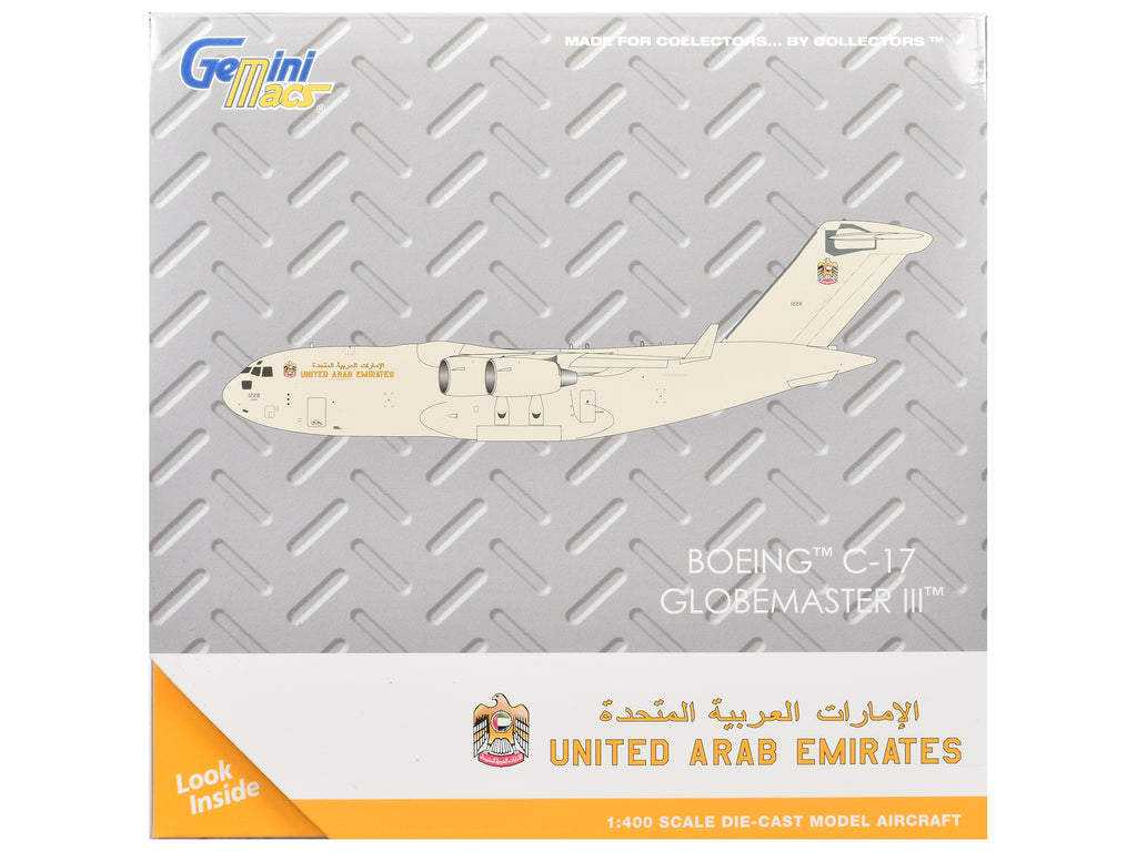 Boeing C-17 Globemaster III Transport Aircraft "United Arab Emirates Air Force" Beige "Gemini Macs" Series 1/400 Diecast Model Airplane by GeminiJets
