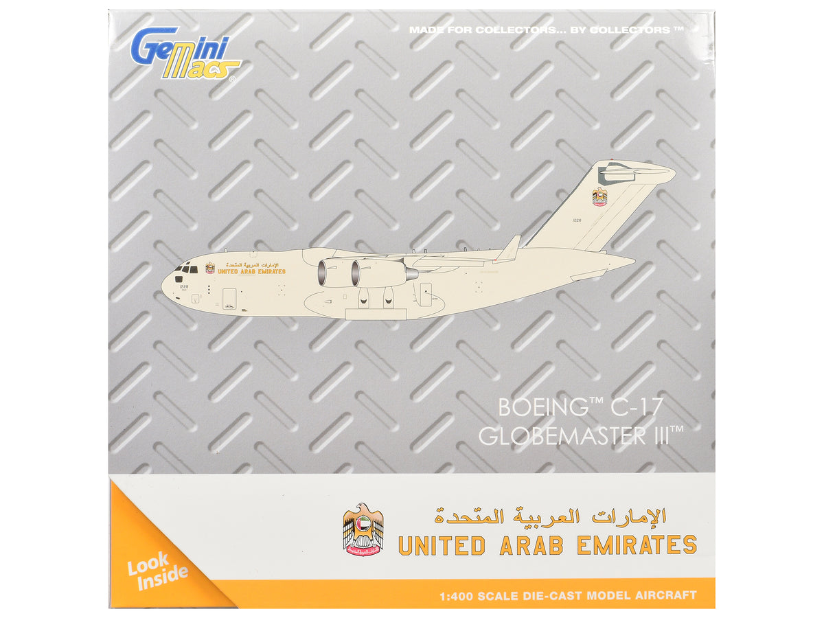 Boeing C-17 Globemaster III Transport Aircraft "United Arab Emirates Air Force" Beige "Gemini Macs" Series 1/400 Diecast Model Airplane by GeminiJets