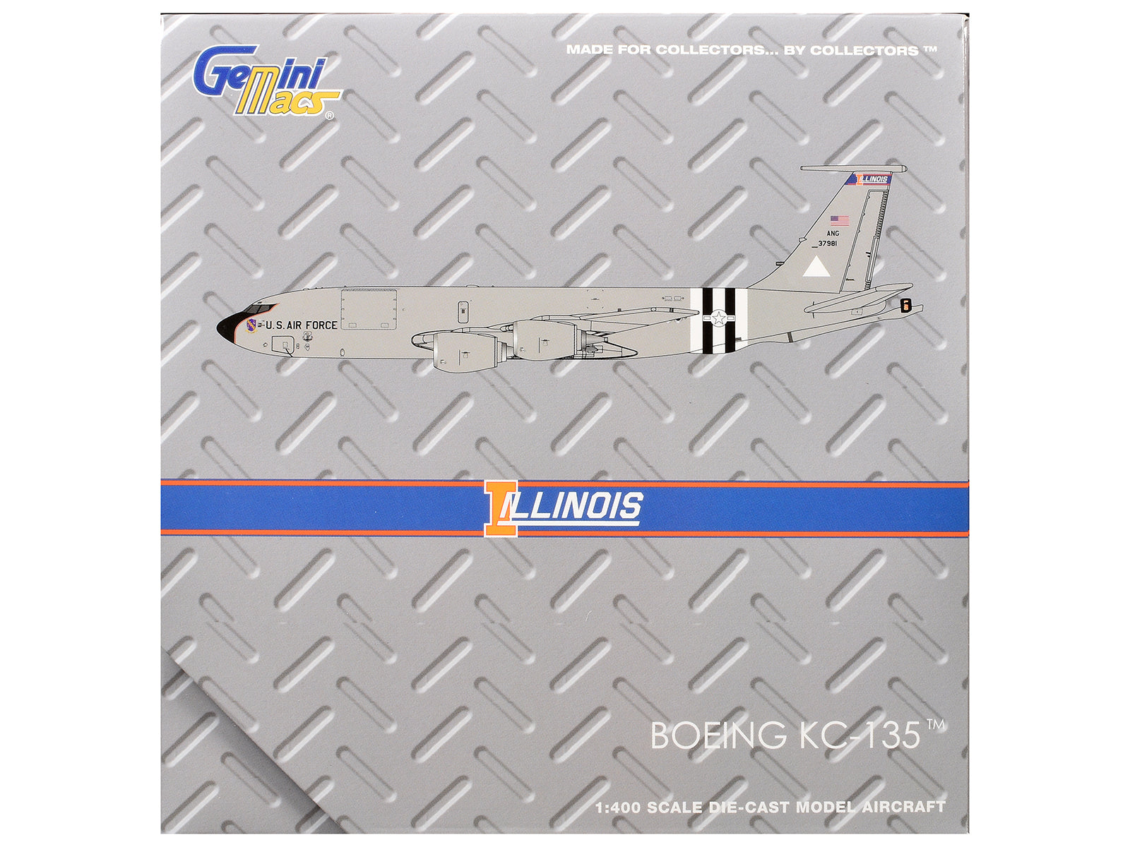 Boeing KC-135R Stratotanker Aircraft "Illinois Air National Guard" United States Air Force (63-7981) Gray "Gemini Macs" Series 1/400 Diecast Model Airplane by GeminiJets - image 3
