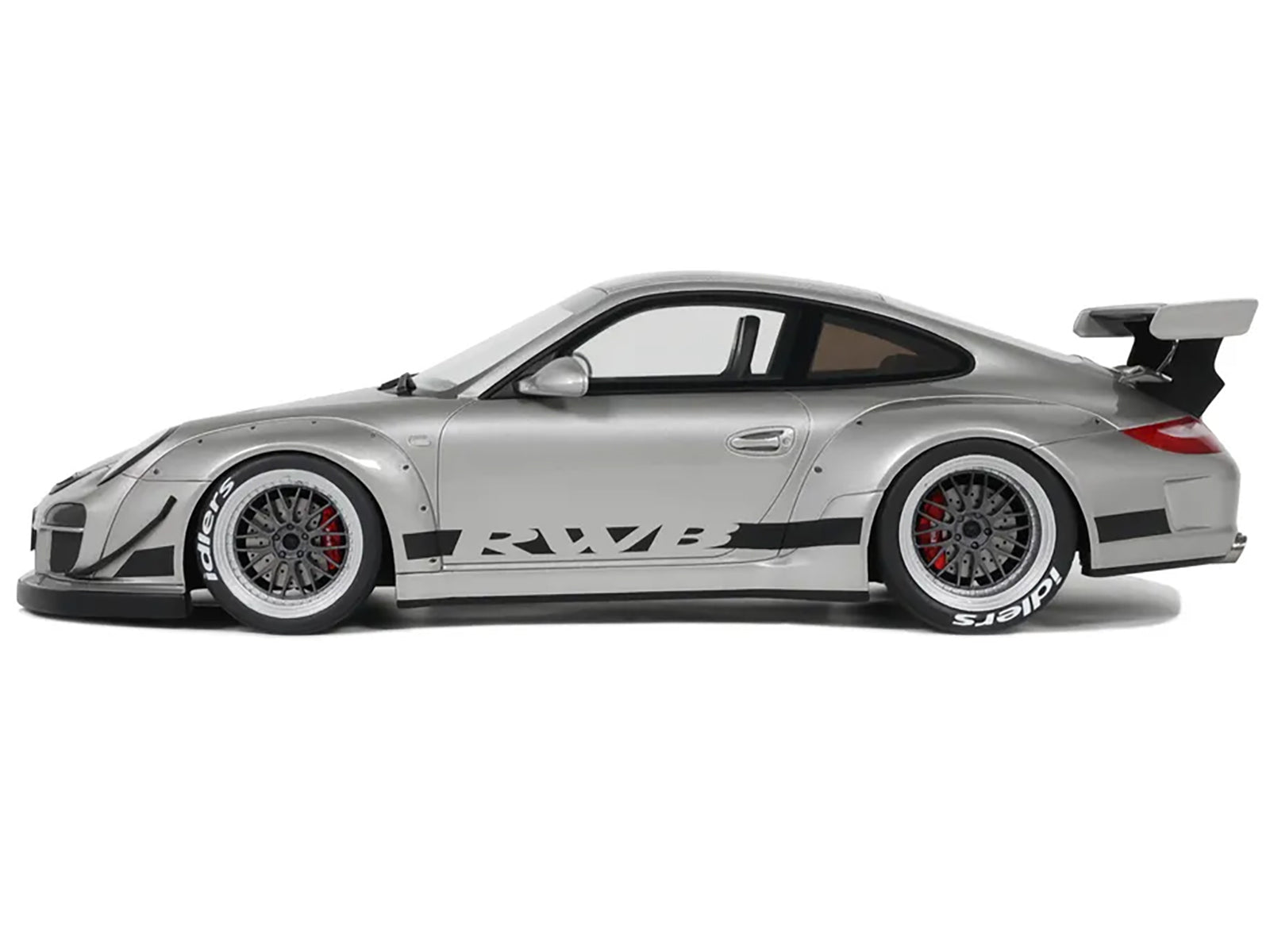 2024 Porsche 911 RWB Abu Silver Metallic with Black Hood 1/18 Model Car by GT Spirit - image 4