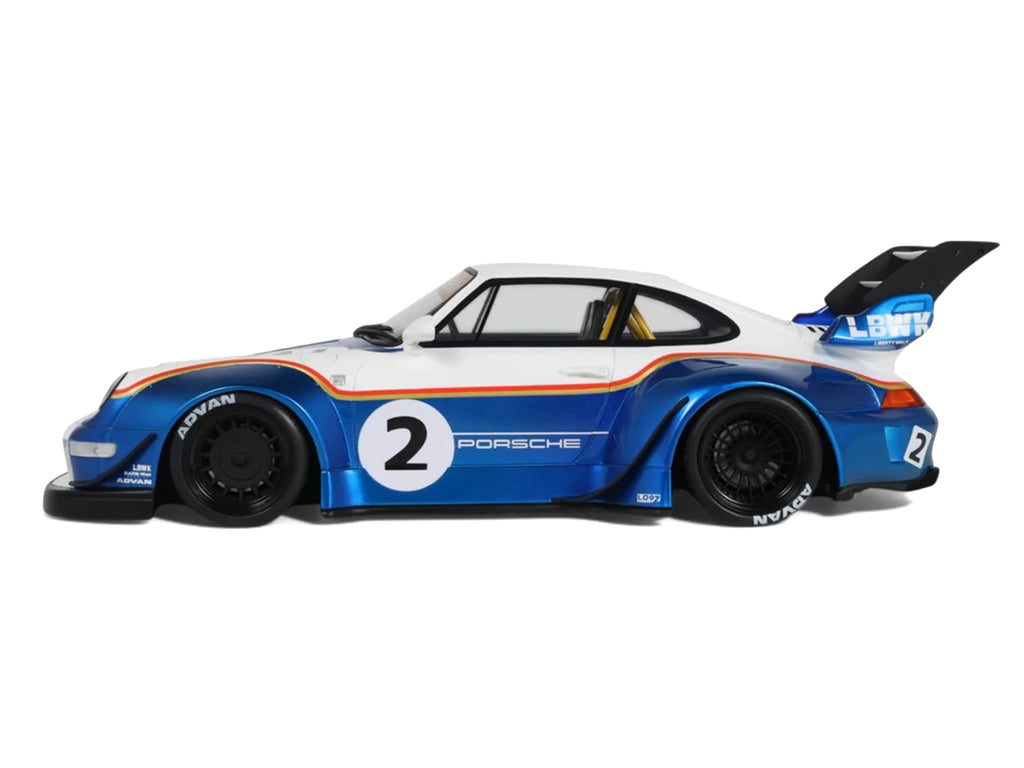2023 RWB x Liberty Walk 993 #2 White and Blue Metallic with Graphics 1/18 Model Car by GT Spirit - image 4