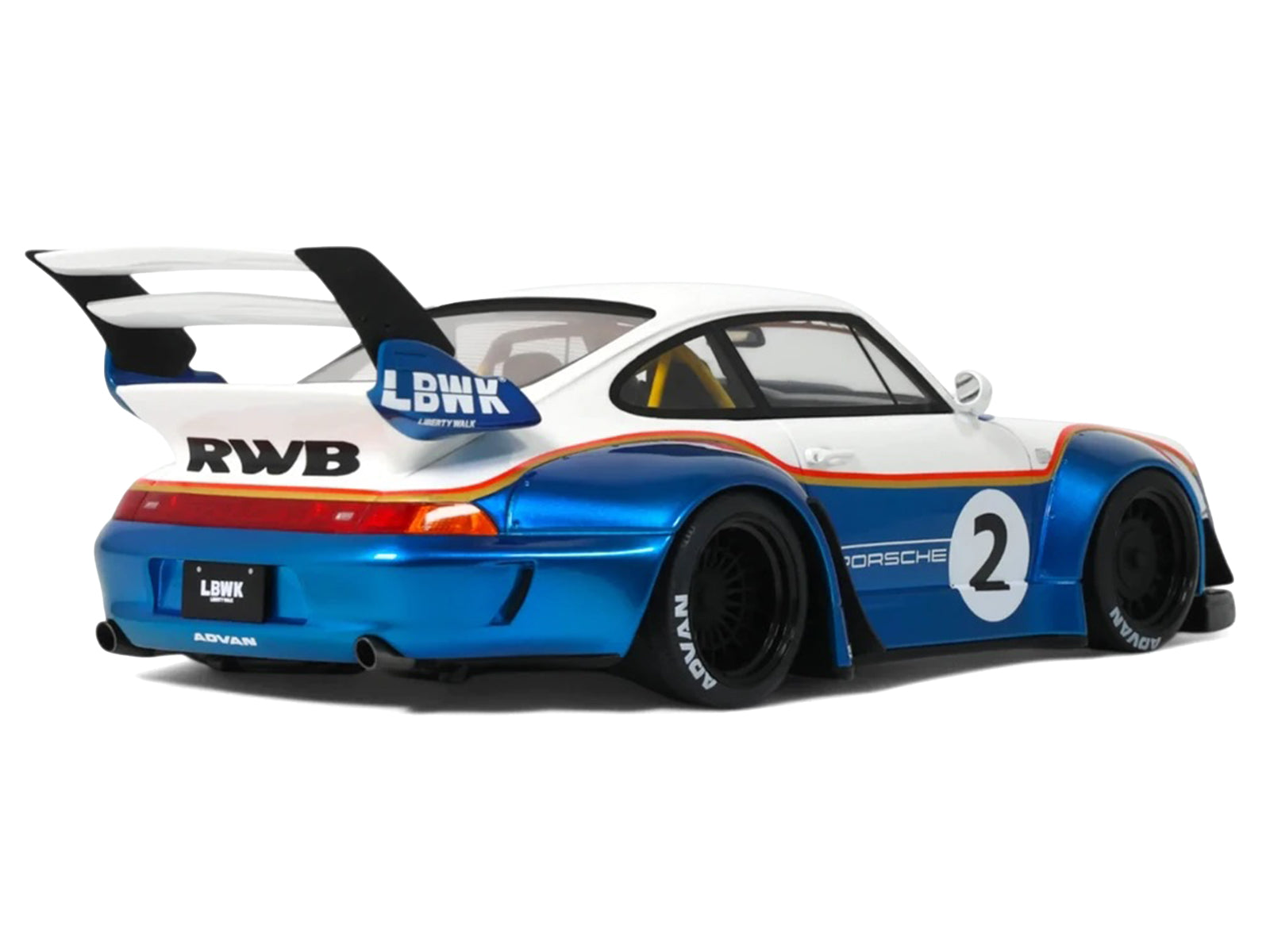 2023 RWB x Liberty Walk 993 #2 White and Blue Metallic with Graphics 1/18 Model Car by GT Spirit - image 5