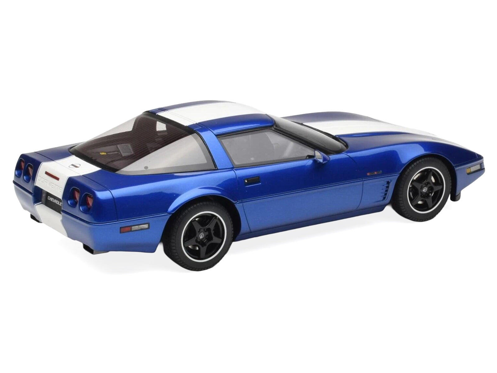 1996 Chevrolet Corvette C4 Grand Sport Blue Metallic with White Stripe 1/18 Model Car by GT Spirit