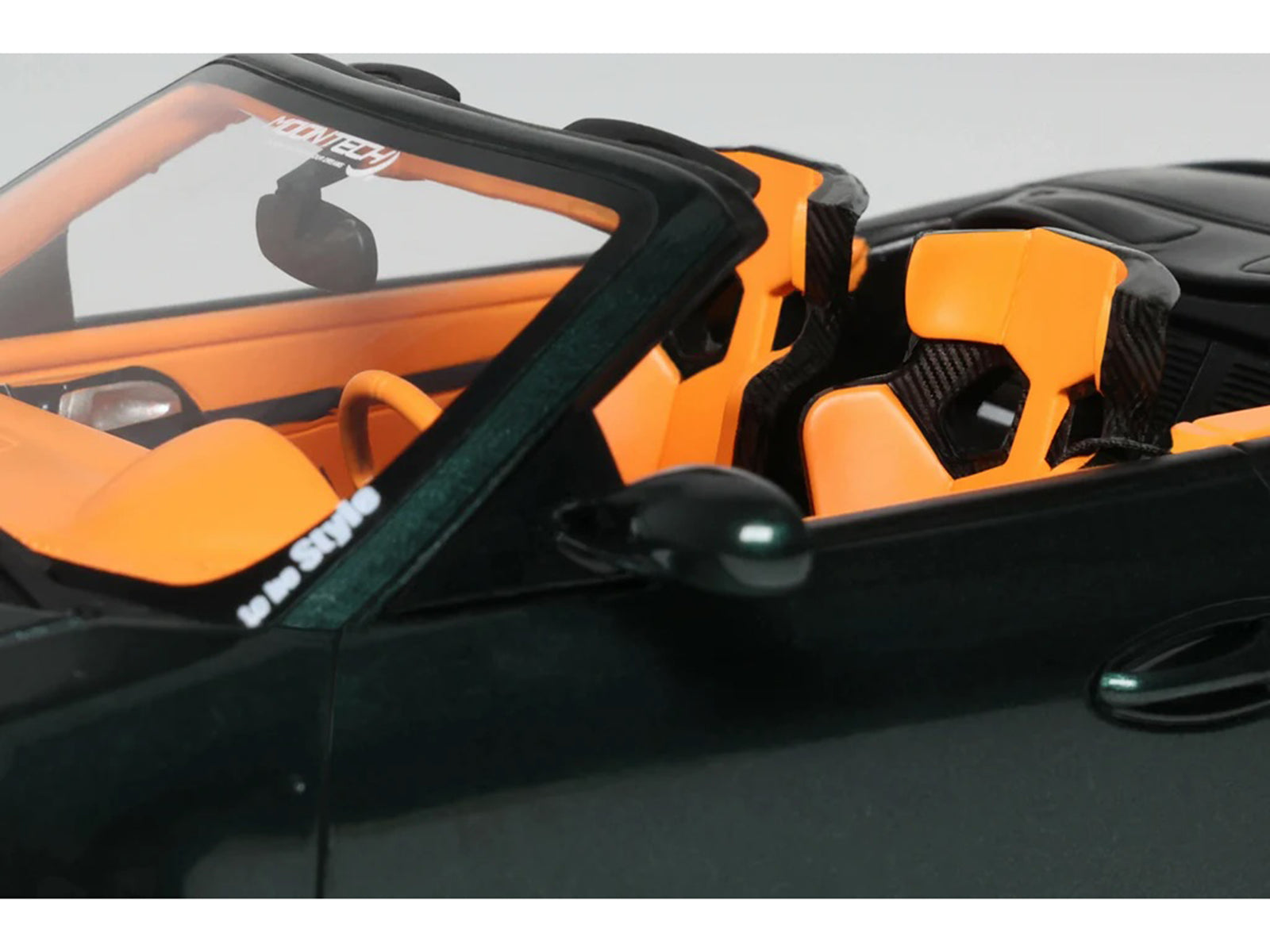 2024 Porsche 911 (997) Old & New Tokyo Auto Salon Cabriolet Dark Green Metallic with Orange Interior 1/18 Model Car by GT Spirit - image 3
