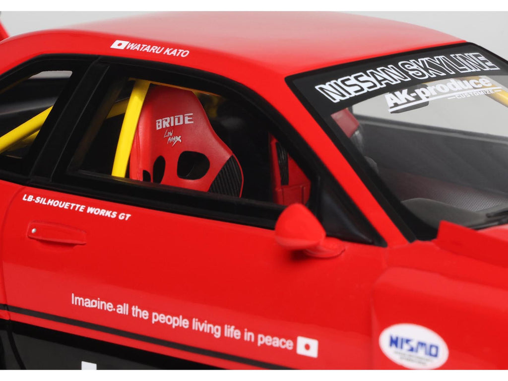 2020 Nissan Skyline GT-R (R34) LB-Super Silhouette RHD (Right Hand Drive) #5 Red and Black 1/18 Model Car by GT Spirit