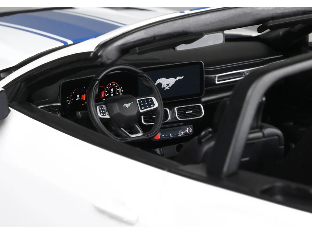 2025 Shelby Mustang Supersnake Convertible White with Blue Stripes 1/18 Model Car by GT Spirit - image 2