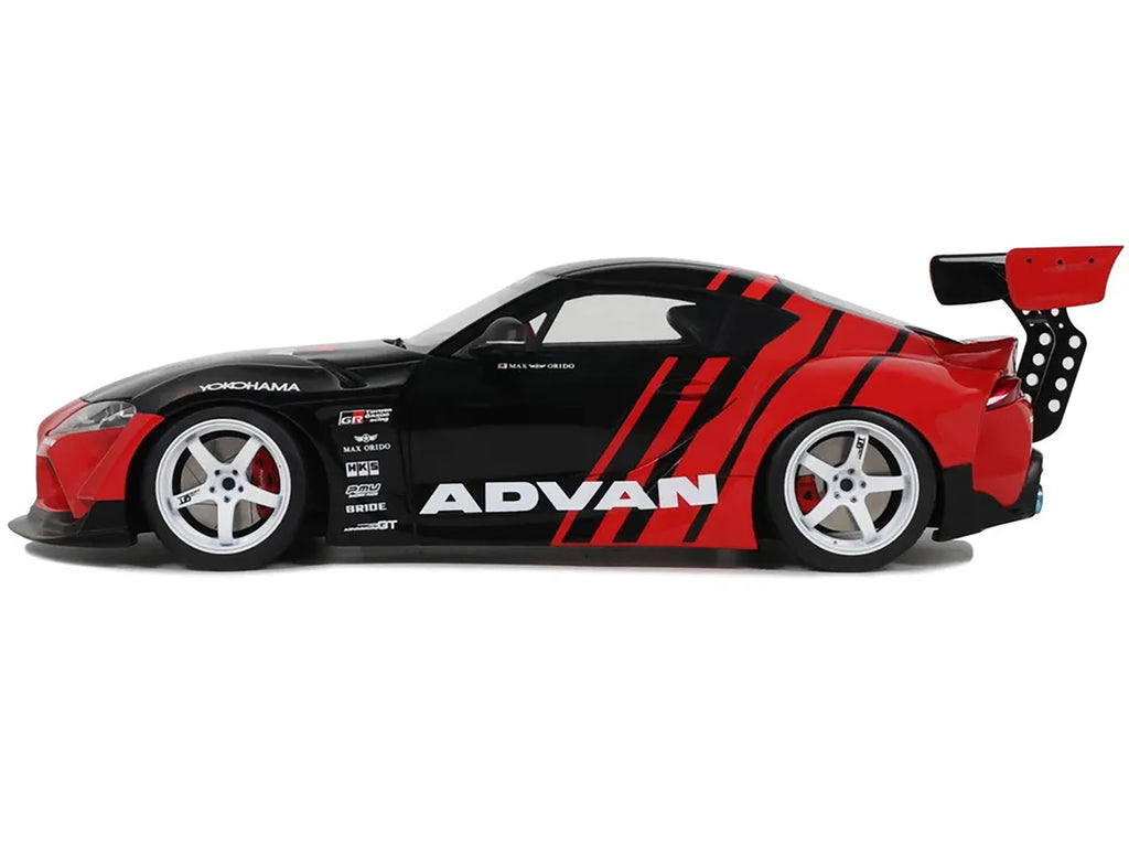 2020 Toyota Supra GR RHD (Right Hand Drive) "Advan" Black and Red 1/18 Model Car by GT Spirit - image 4