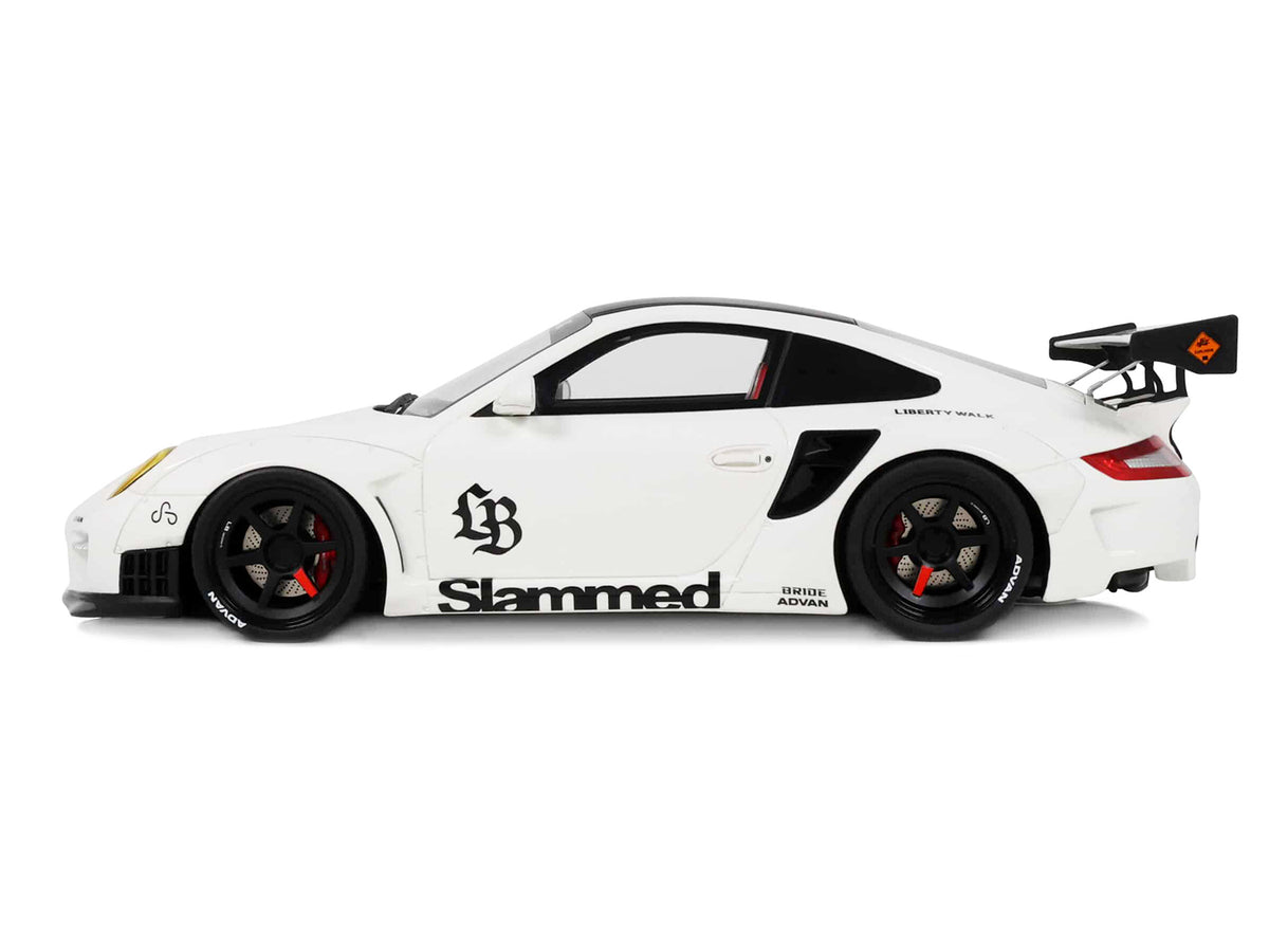 2024 Porsche 911 Turbo LB-Works White with Black Top 1/18 Model Car by GT Spirit