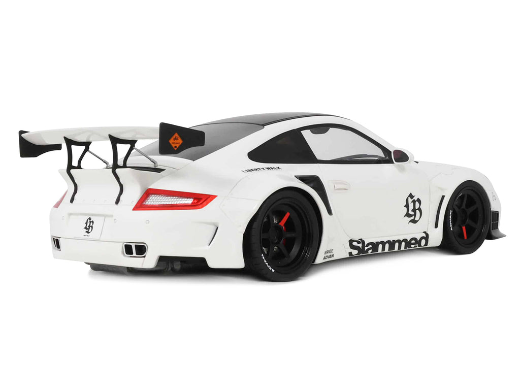 2024 Porsche 911 Turbo LB-Works White with Black Top 1/18 Model Car by GT Spirit