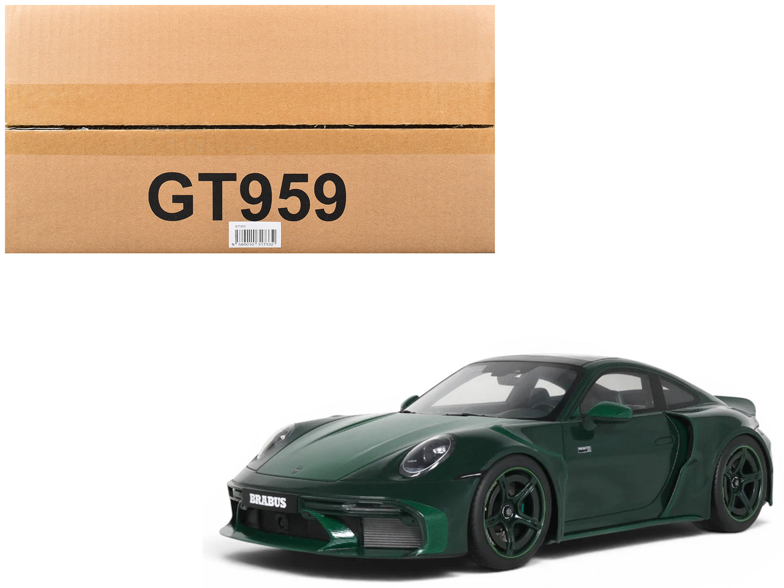 2024 Brabus 900 Rocket-R Green Metallic with Green Carbon Hood 1/18 Model Car by GT Spirit