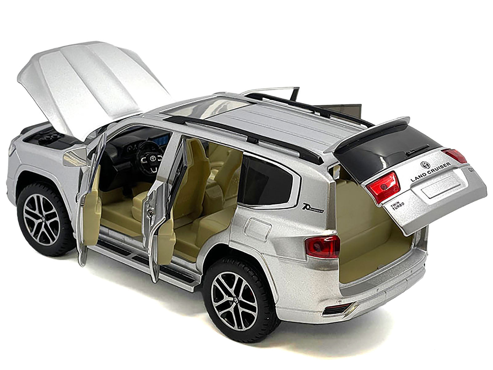 Toyota Land Cruiser Silver Metallic with Sun Roof 1/24 Diecast Model Car - image 2