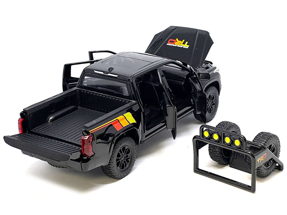 2023 Toyota Tundra TRD 4x4 Pickup Truck Black with TRD Stripes with Sunroof and Wheel Rack Limited Edition to 2400 pieces Worldwide 1/24 Diecast Model Car - image 2