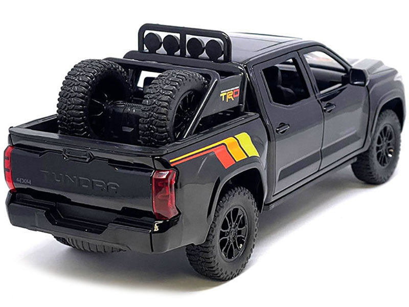 2023 Toyota Tundra TRD 4x4 Pickup Truck Black with TRD Stripes with Sunroof and Wheel Rack Limited Edition to 2400 pieces Worldwide 1/24 Diecast Model Car - image 3