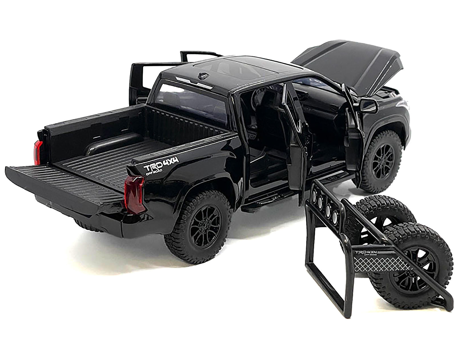 2023 Toyota Tundra TRD 4x4 Pickup Truck Black with Sunroof and Wheel Rack 1/24 Diecast Model Car - image 2