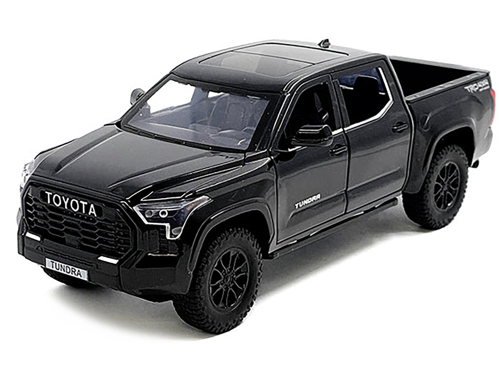 2023 Toyota Tundra TRD 4x4 Pickup Truck Black with Sunroof and Wheel Rack 1/24 Diecast Model Car - image 3