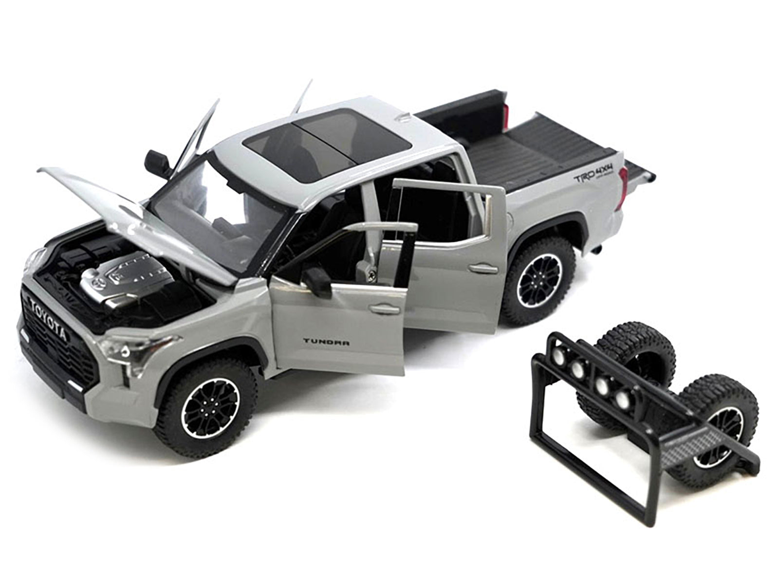 2023 Toyota Tundra TRD 4x4 Pickup Truck Cement Gray with Sunroof and Wheel Rack 1/24 Diecast Model Car - image 2