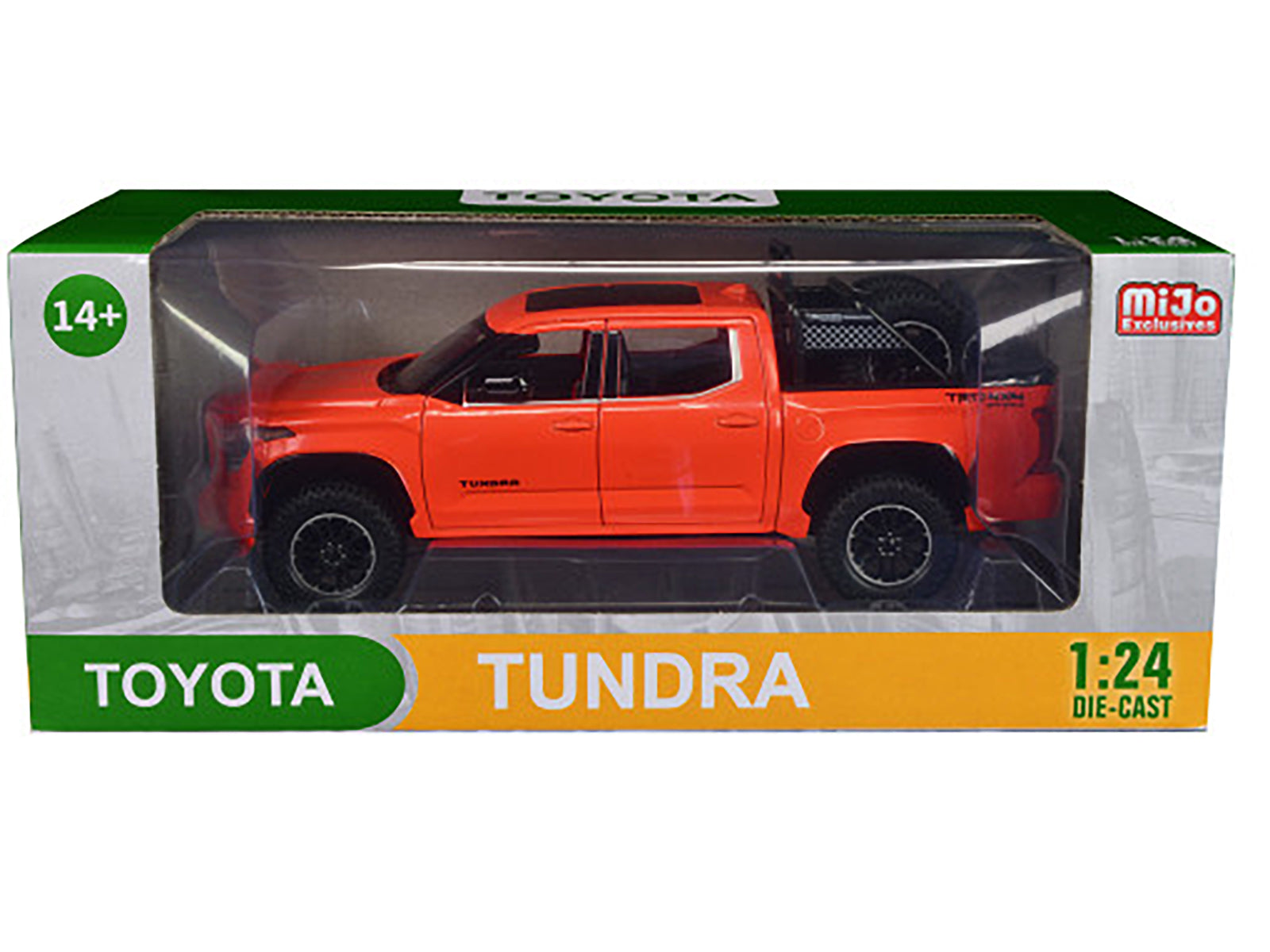 2023 Toyota Tundra TRD 4x4 Pickup Truck Solar Octane Orange with Sunroof and Wheel Rack 1/24 Diecast Model Car - image 3