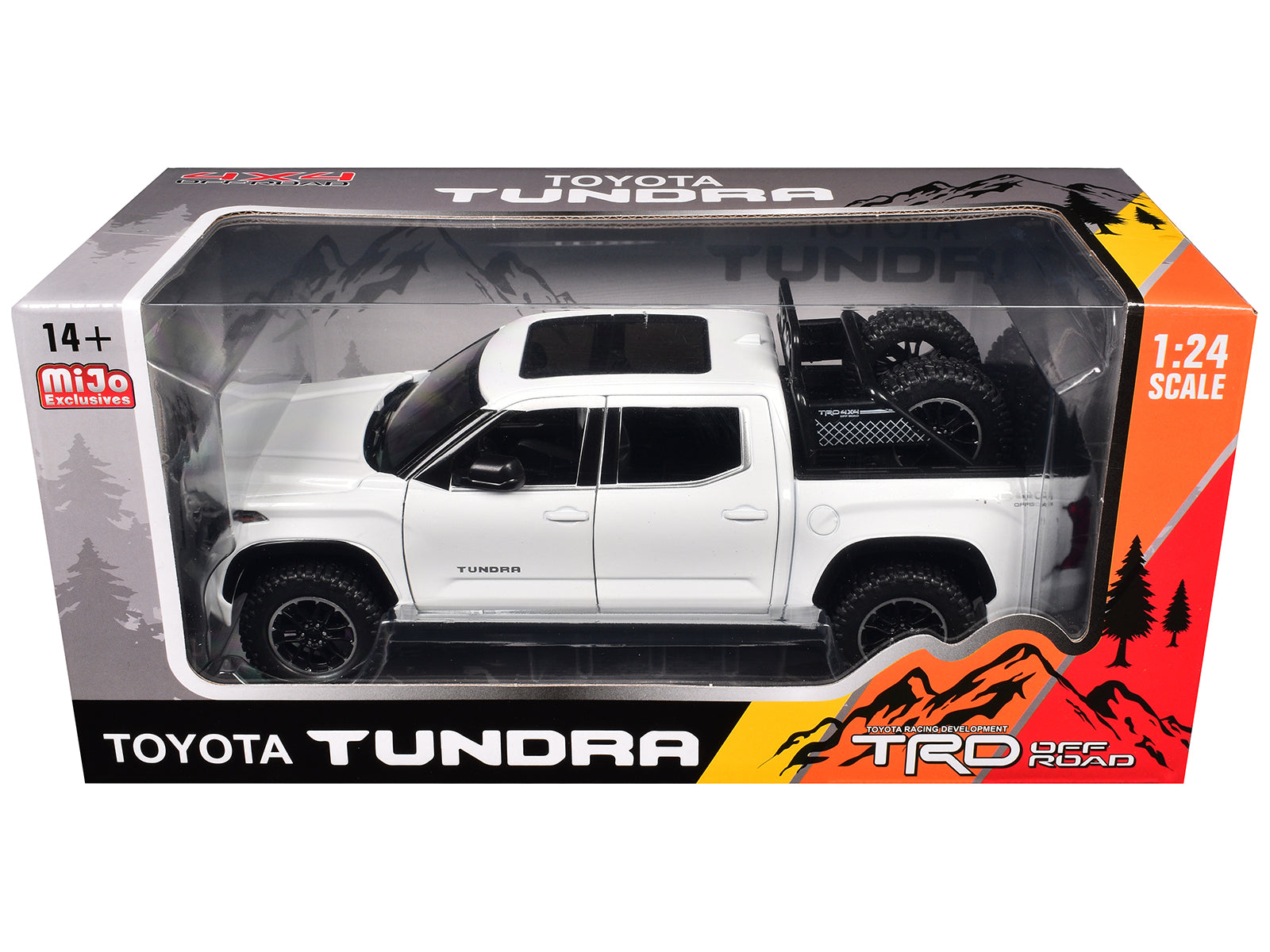 2023 Toyota Tundra TRD 4x4 Pickup Truck White Metallic with Sunroof and Wheel Rack 1/24 Diecast Model Car - image 3