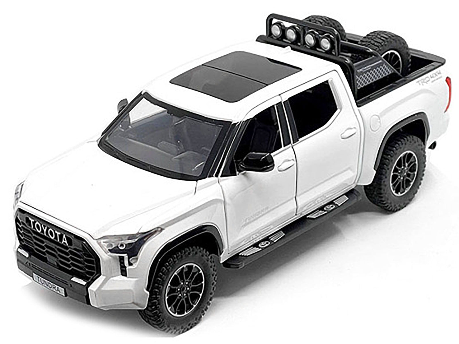 2023 Toyota Tundra TRD 4x4 Pickup Truck White Metallic with Sunroof and Wheel Rack 1/24 Diecast Model Car - image 2